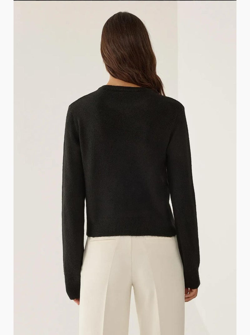 Cardigan de malha com fecho hiccup Preto - Kiabi