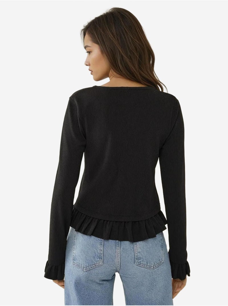 Cardigan de malha com gola redonda ajustada hiccup Preto - Kiabi