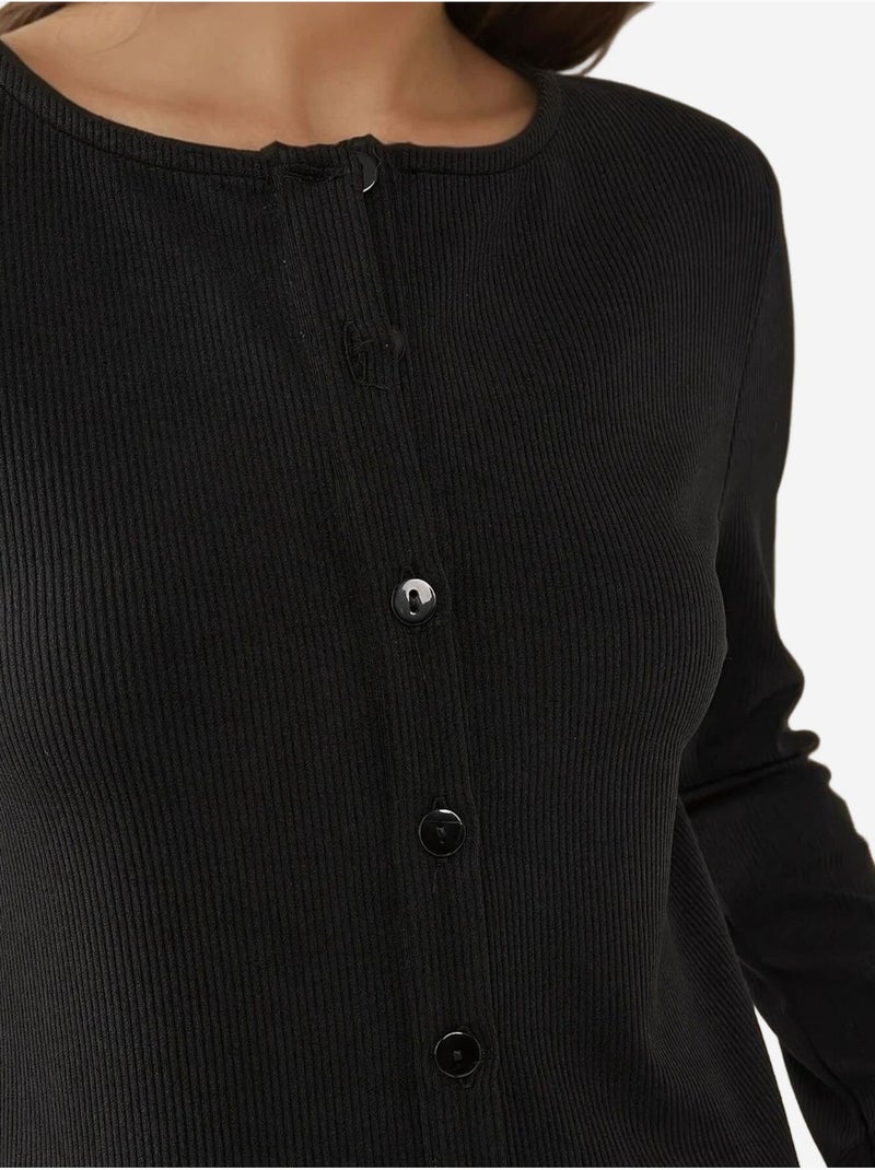 Cardigan de malha com gola redonda ajustada hiccup Preto - Kiabi