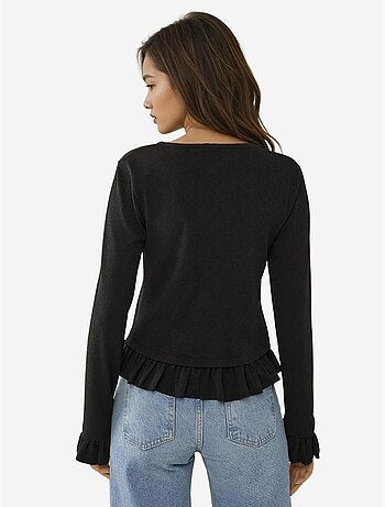 Cardigan de malha com gola redonda ajustada