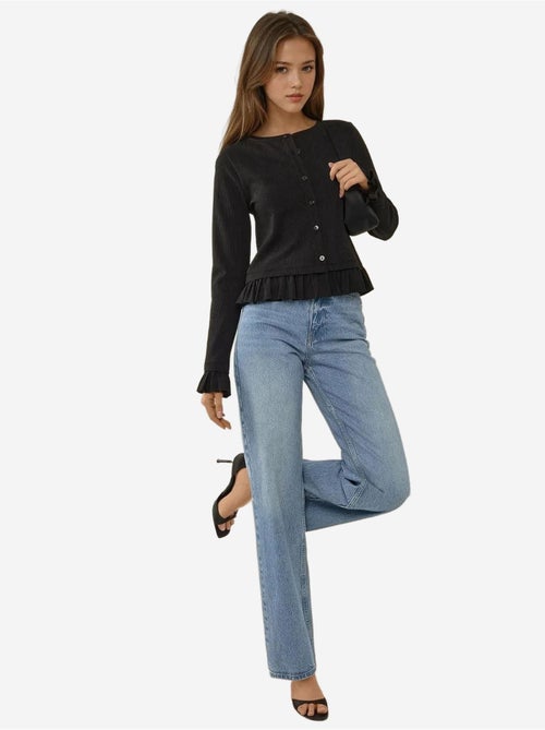 Cardigan de malha com gola redonda ajustada - Kiabi Cardigan de malha com gola redonda ajustada - Kiabi