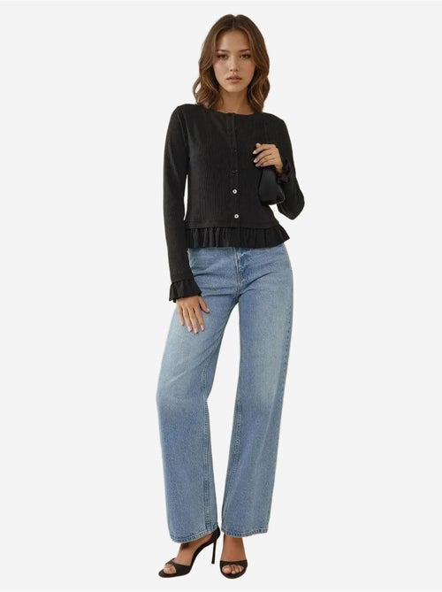 Cardigan de malha com gola redonda ajustada - Kiabi Cardigan de malha com gola redonda ajustada - Kiabi