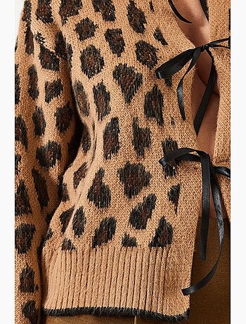 Cardigan de malha com padrão leopardo lucci