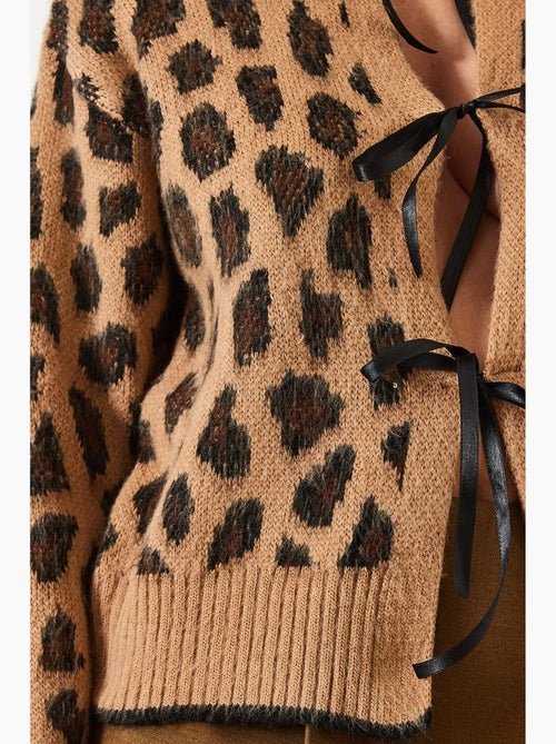 Cardigan de malha com padrão leopardo lucci - Kiabi Cardigan de malha com padrão leopardo lucci - Kiabi