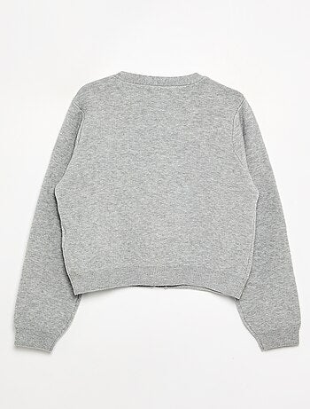 Cardigan de malha compacta com botões prateados