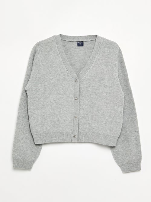 Cardigan de malha compacta com botões prateados - Kiabi