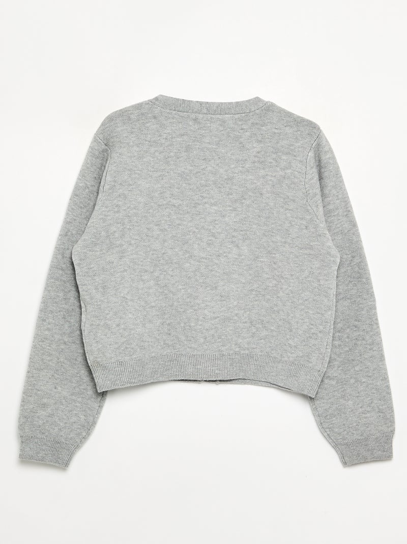 Cardigan de malha compacta com botões prateados Cinzento claro - Kiabi
