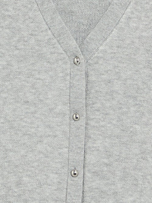Cardigan de malha compacta com botões prateados - Kiabi