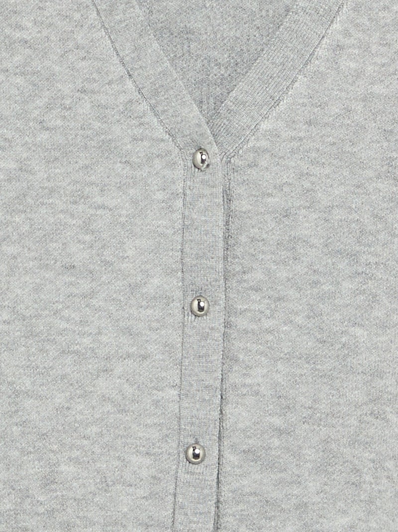 Cardigan de malha compacta com botões prateados Cinzento claro - Kiabi