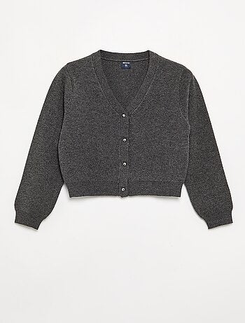 Cardigan de malha compacta com botões prateados