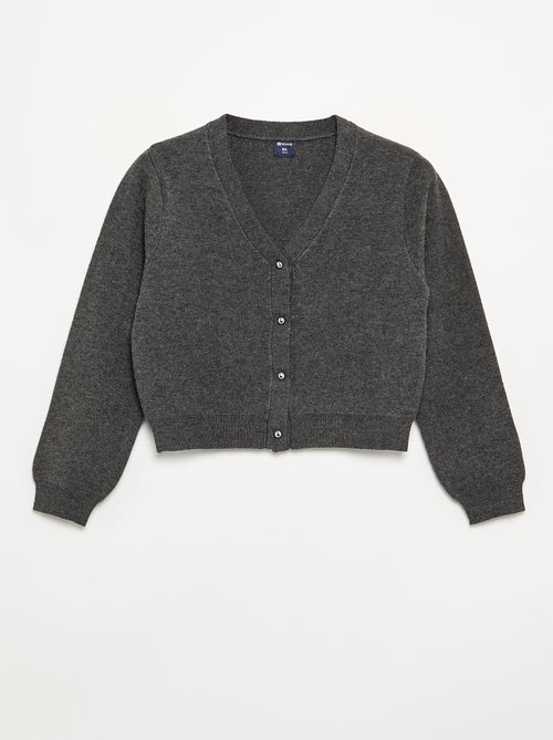 Cardigan de malha compacta com botões prateados - Kiabi