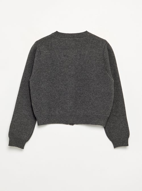 Cardigan de malha compacta com botões prateados - Kiabi