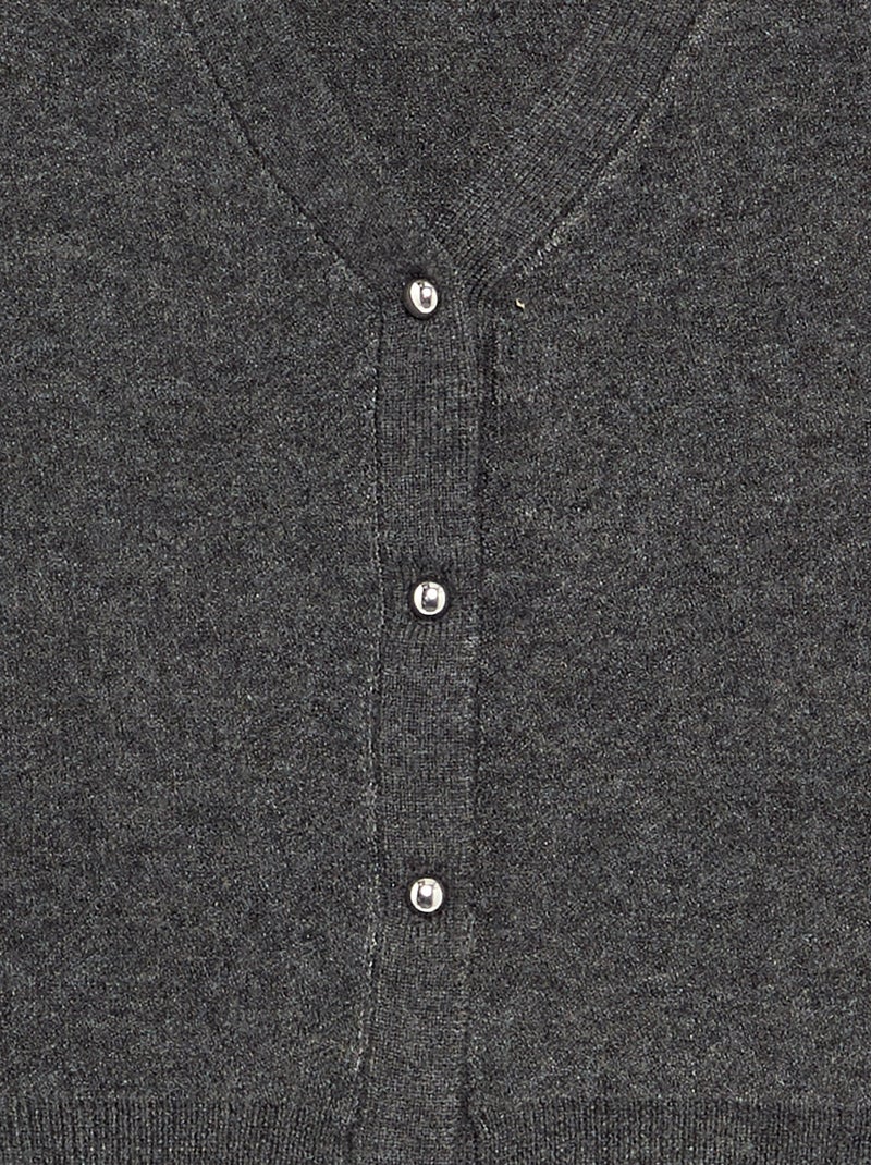 Cardigan de malha compacta com botões prateados Cinzento - Kiabi