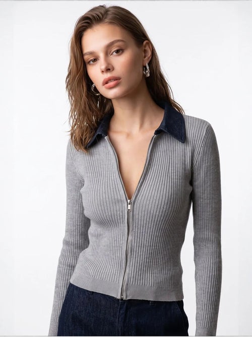 Cardigan de malha feminino mixray - Kiabi Cardigan de malha feminino mixray - Kiabi