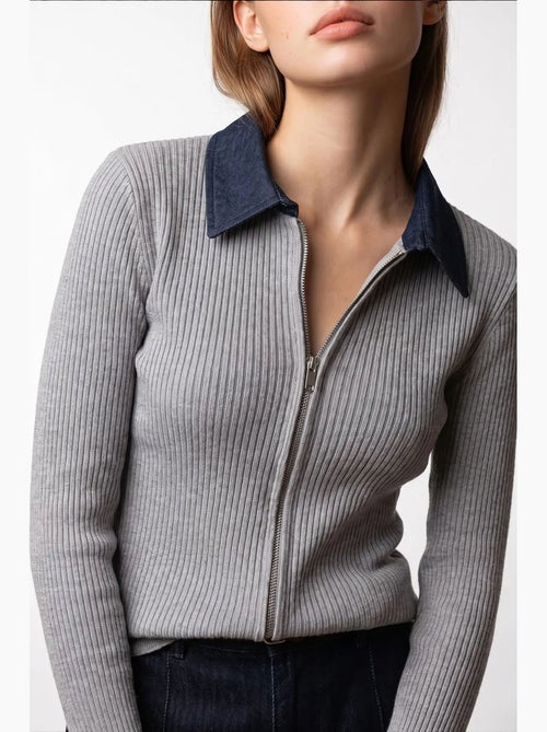 Cardigan de malha feminino mixray - Kiabi Cardigan de malha feminino mixray - Kiabi