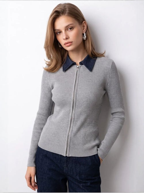Cardigan de malha feminino mixray - Kiabi Cardigan de malha feminino mixray - Kiabi