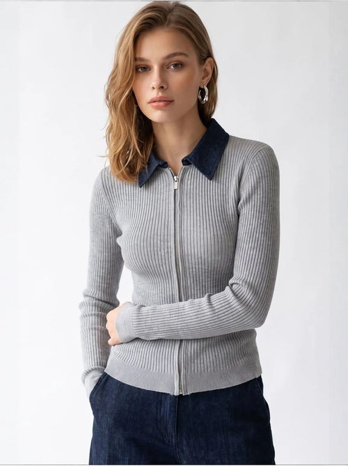Cardigan de malha feminino mixray - Kiabi Cardigan de malha feminino mixray - Kiabi