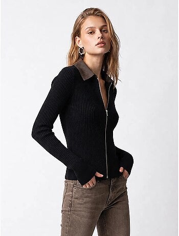 Cardigan de malha feminino mixray