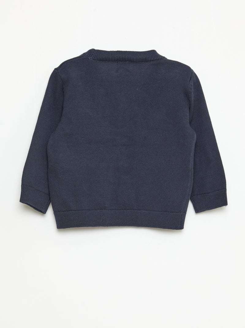 Cardigan de malha fina com gola em V Azul - Kiabi