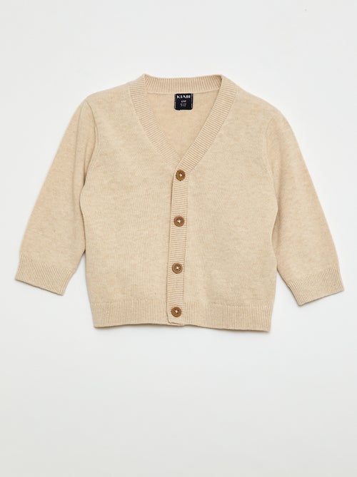 Cardigan de malha fina com gola em V - Kiabi