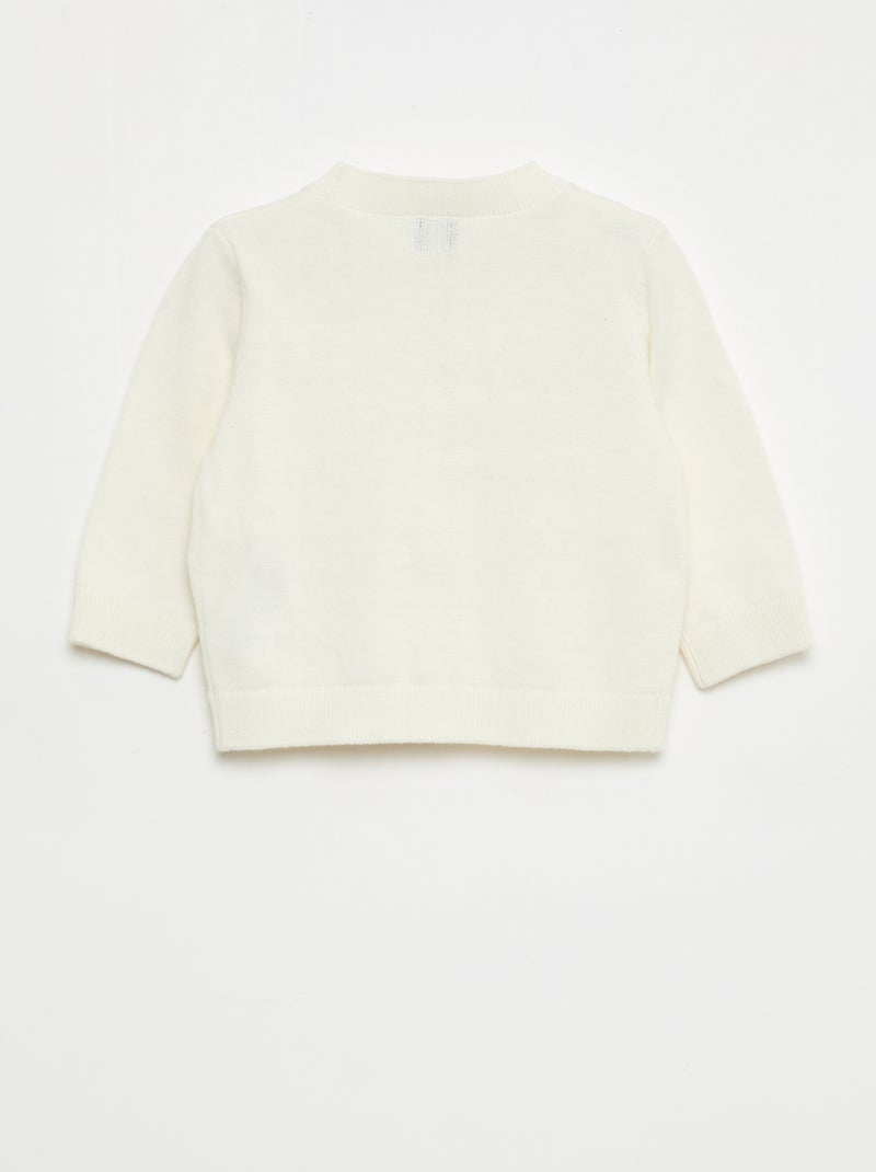 Cardigan de malha fina com gola em V Branco - Kiabi