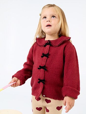Cardigan de malha fina com laços fantasia