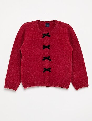 Cardigan de malha fina com laços fantasia