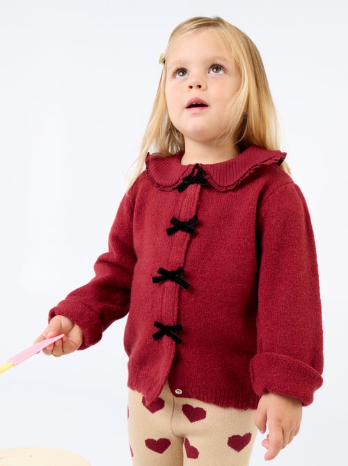 Cardigan de malha fina com laços fantasia - Kiabi