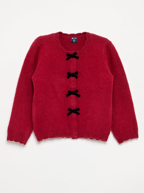 Cardigan de malha fina com laços fantasia - Kiabi