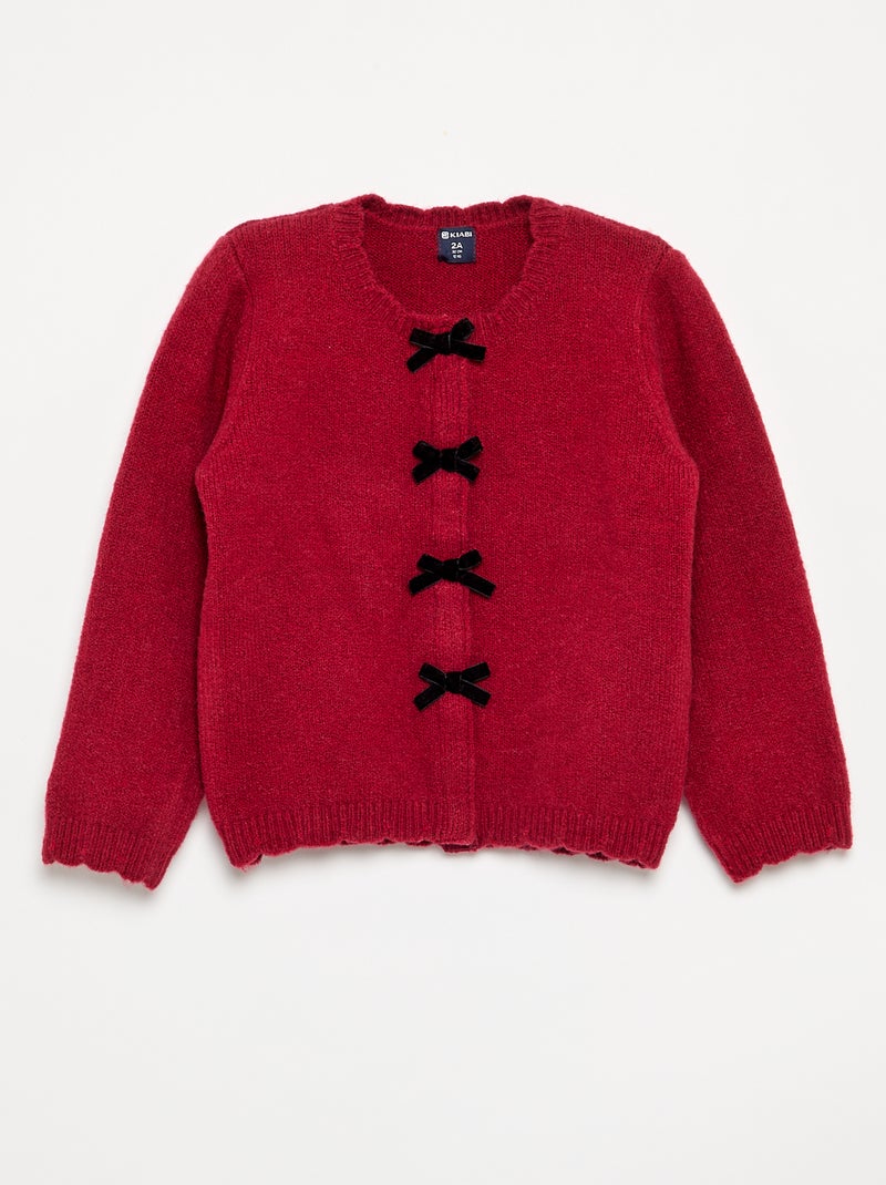 Cardigan de malha fina com laços fantasia Vermelho - Kiabi