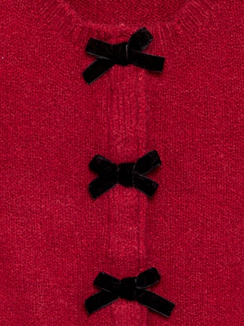 Cardigan de malha fina com laços fantasia - Kiabi