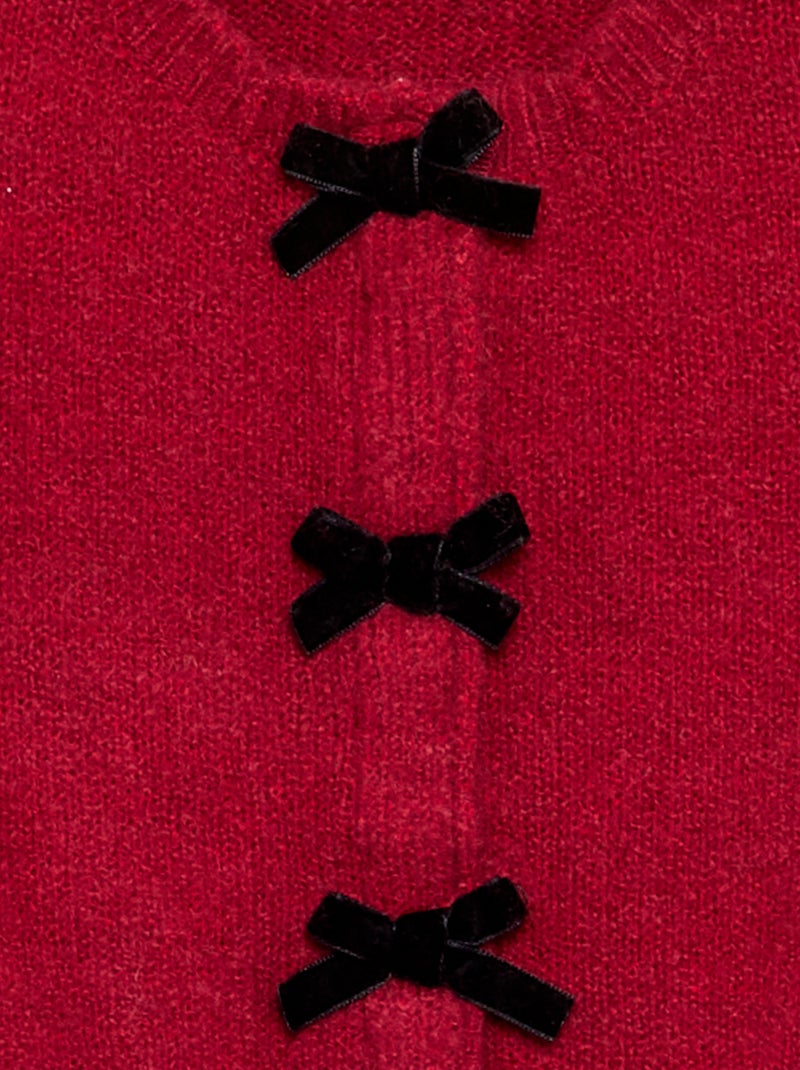 Cardigan de malha fina com laços fantasia Vermelho - Kiabi