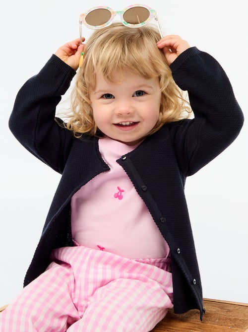 Cardigan de malha fina lisa - Kiabi