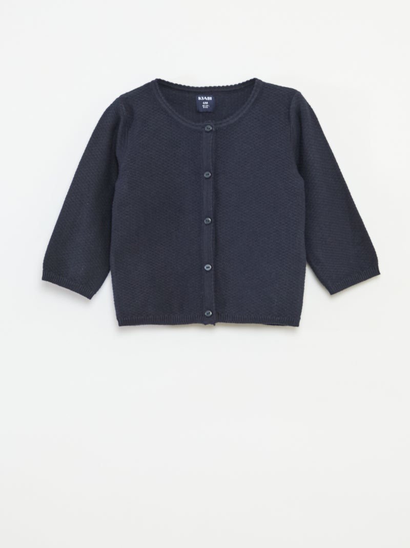 Cardigan de malha fina lisa Azul - Kiabi