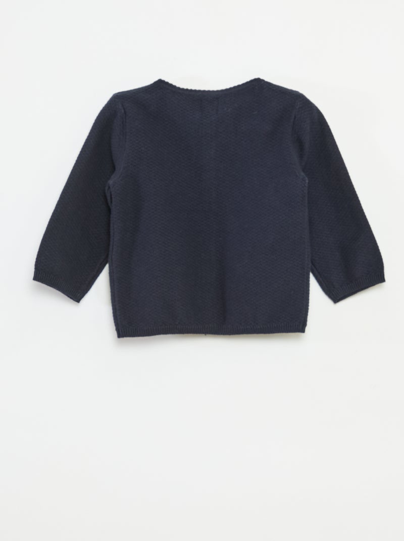 Cardigan de malha fina lisa Azul - Kiabi