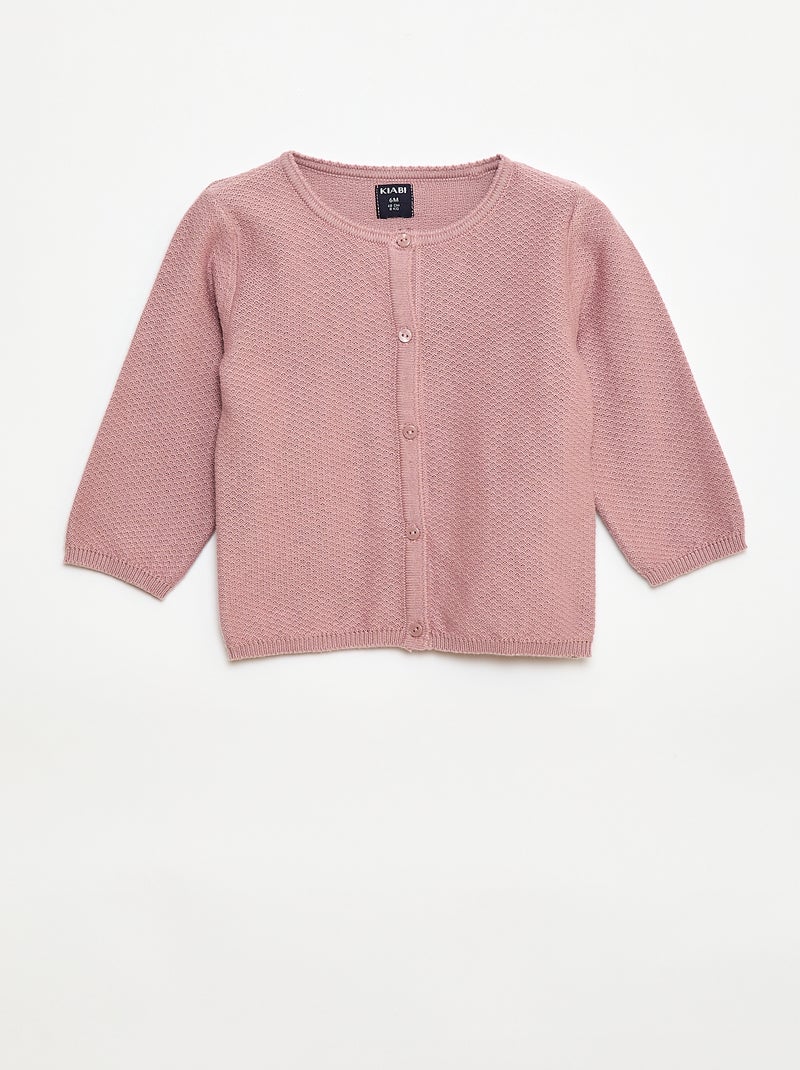 Cardigan de malha fina lisa Rosa - Kiabi