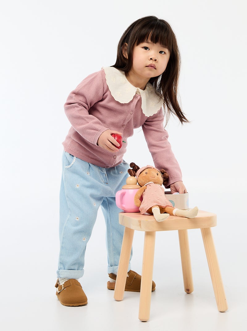 Cardigan de malha fina lisa Rosa - Kiabi