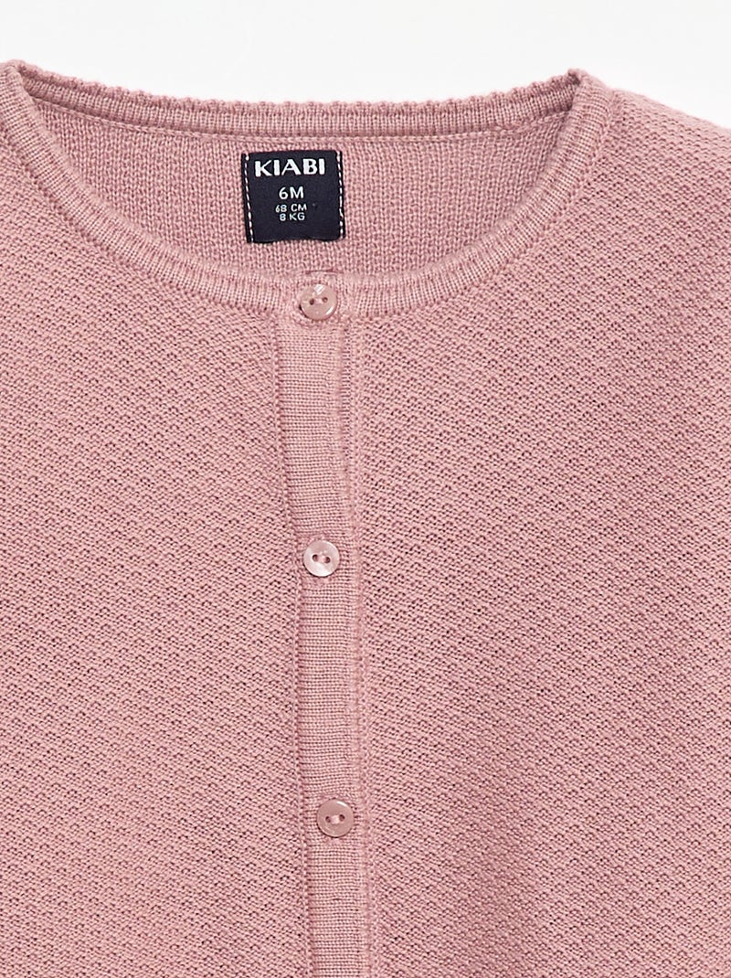 Cardigan de malha fina lisa Rosa - Kiabi