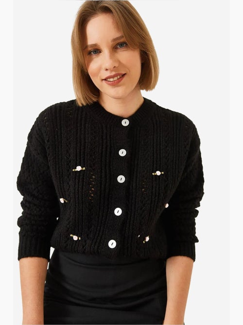 Cardigan de malha floral vazado lucci - Kiabi Cardigan de malha floral vazado lucci - Kiabi