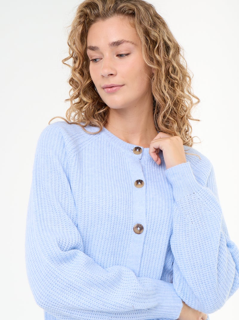 Cardigan de malha grossa Azul - Kiabi