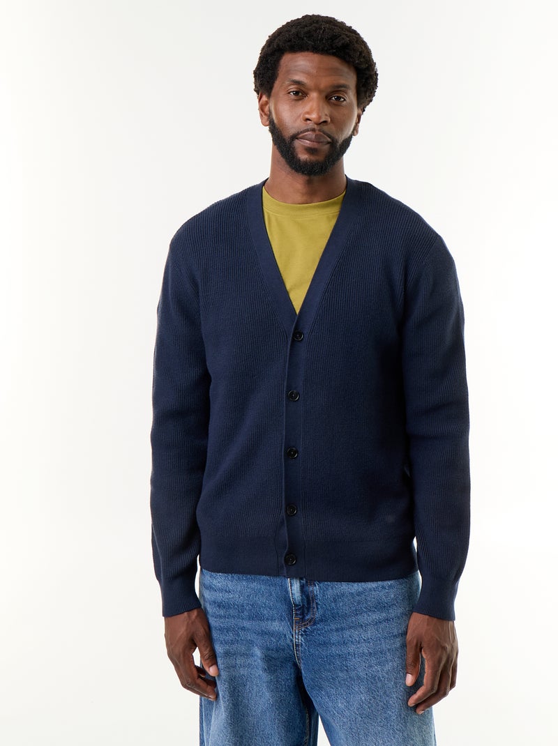 Cardigan de malha grossa Azul - Kiabi