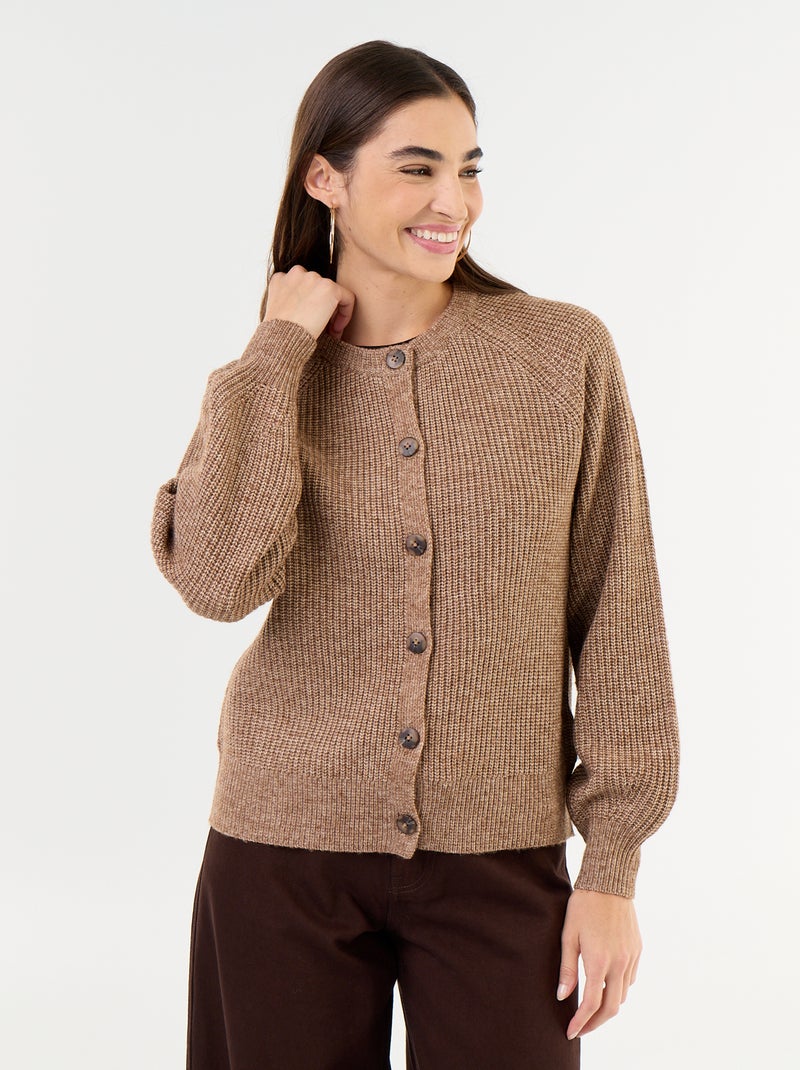 Cardigan de malha grossa Bege - Kiabi