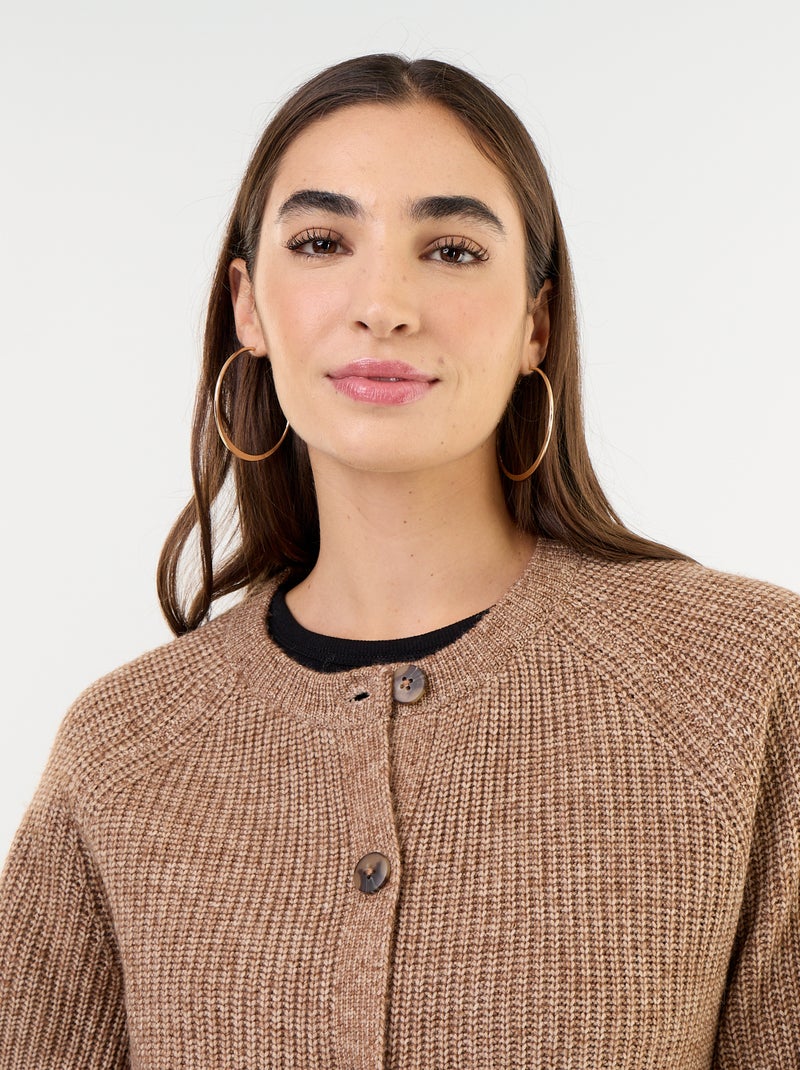 Cardigan de malha grossa Bege - Kiabi