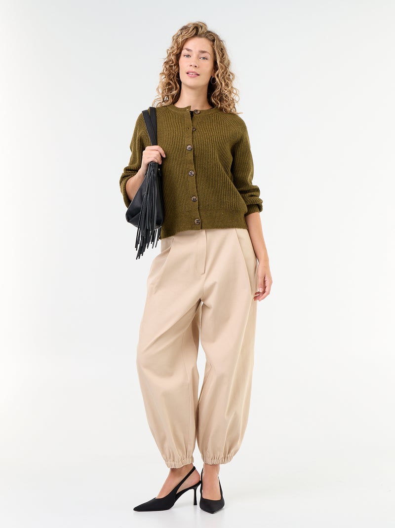Cardigan de malha grossa Caqui - Kiabi