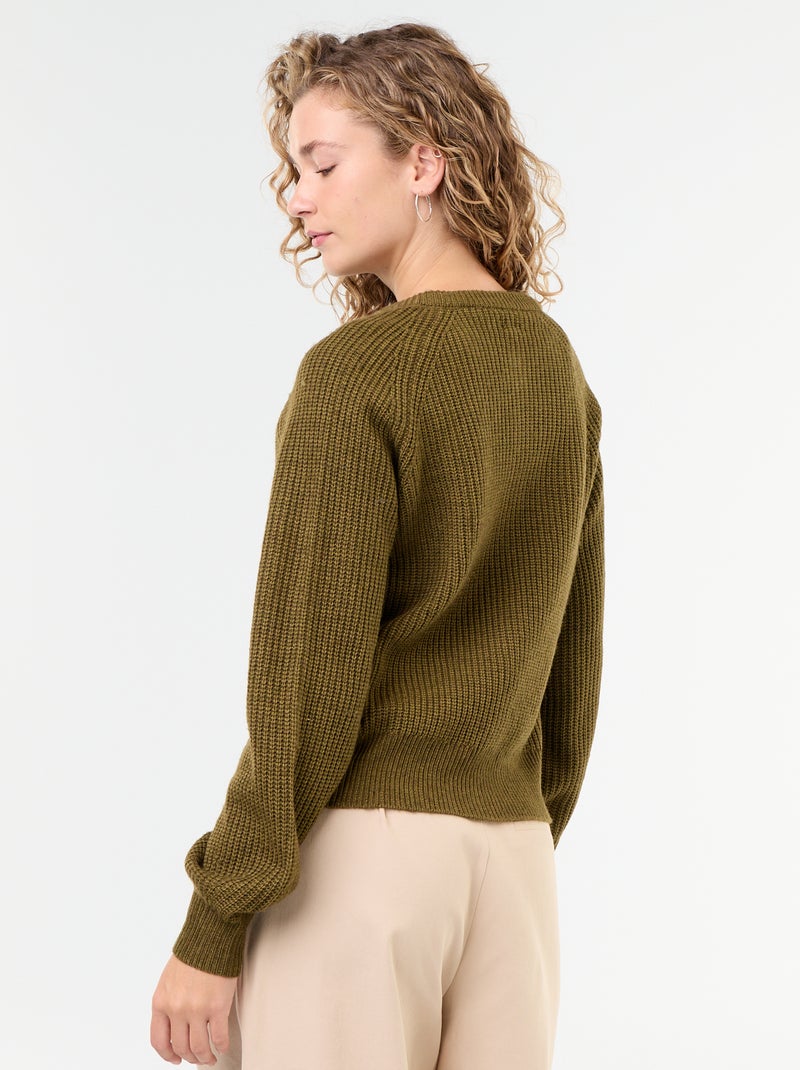Cardigan de malha grossa Caqui - Kiabi