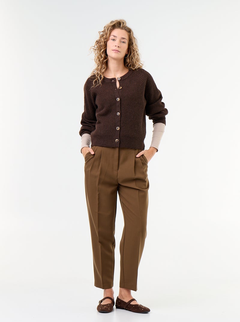 Cardigan de malha grossa Castanho - Kiabi