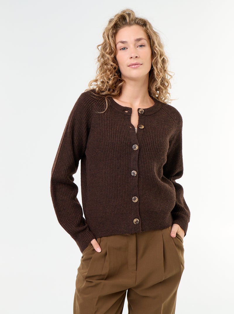 Cardigan de malha grossa Castanho - Kiabi