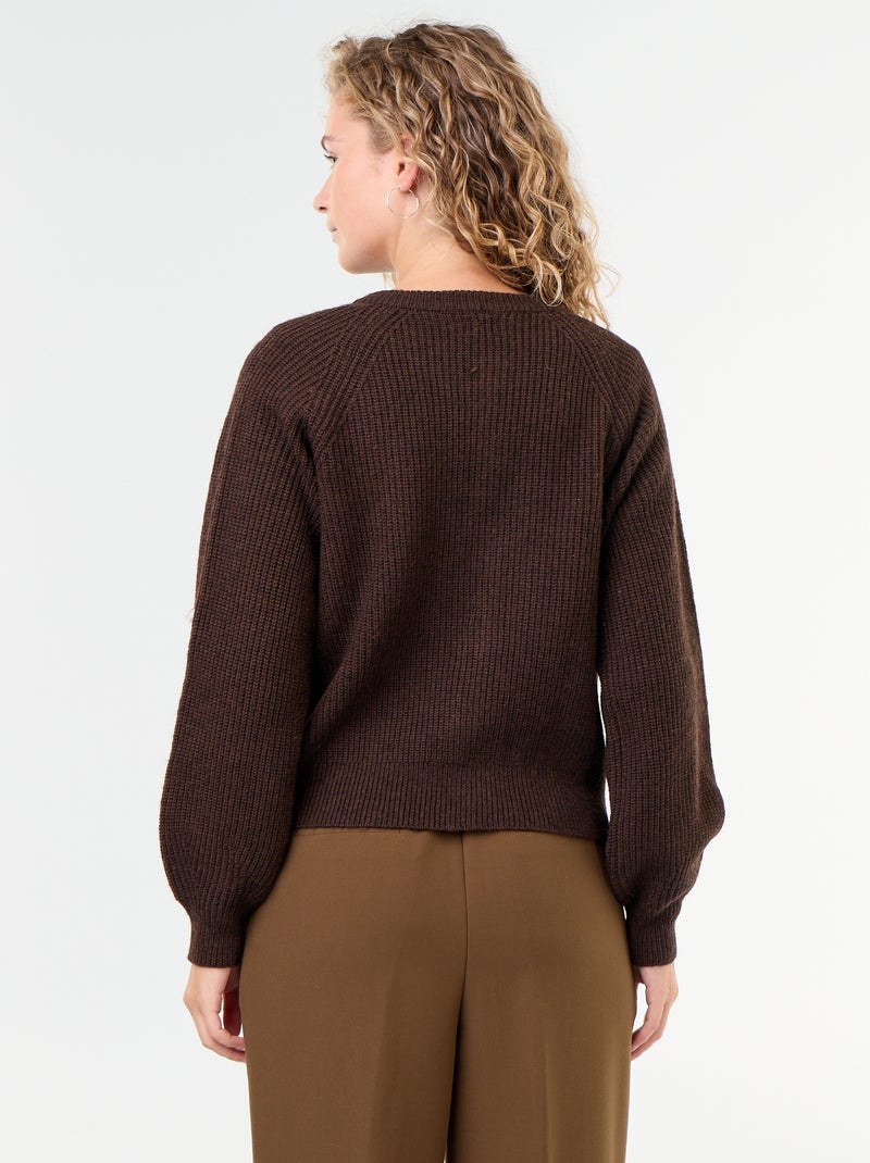 Cardigan de malha grossa Castanho - Kiabi