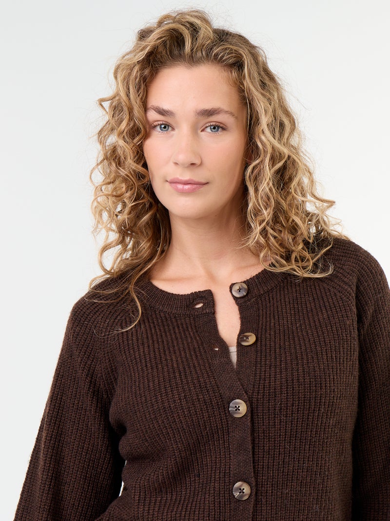 Cardigan de malha grossa Castanho - Kiabi