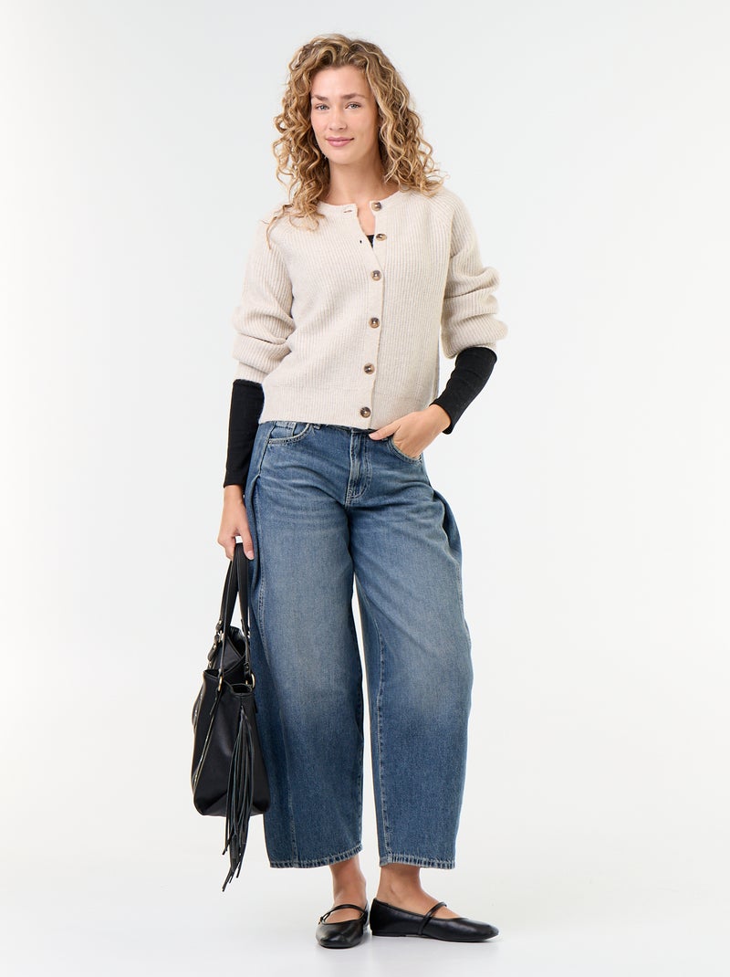 Cardigan de malha grossa Cinza - Kiabi